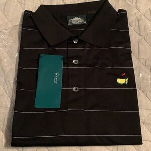 Masters Clubhouse Collection black striped shirt sleeve polo, NWT, Large